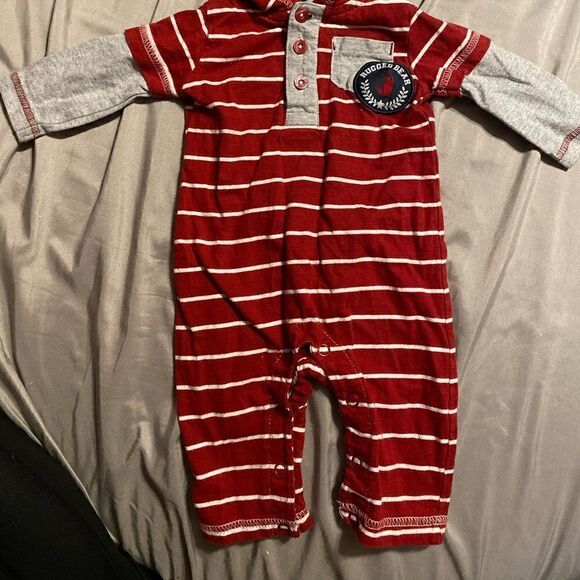 Rugged Bear 3-6M Baby Boy Hooded Footless Romper - Picture 2 of 6